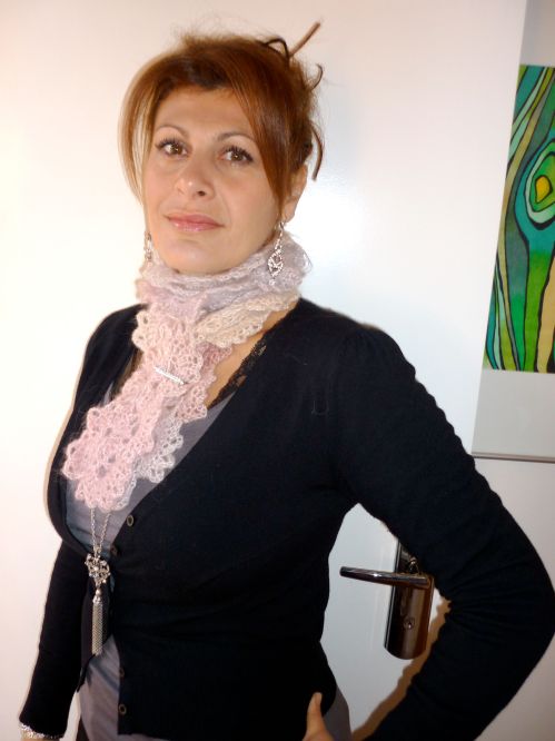 Adelina sporting the latest Soft and Lush addition, the Victorian inspired floral mohair scarf.