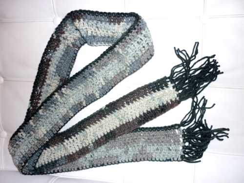 Unisex thin hand-crocheted Soft and Lush scarf - with trim.
